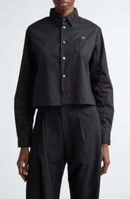 Undercover Boxy Crop Cotton Button-Up Shirt