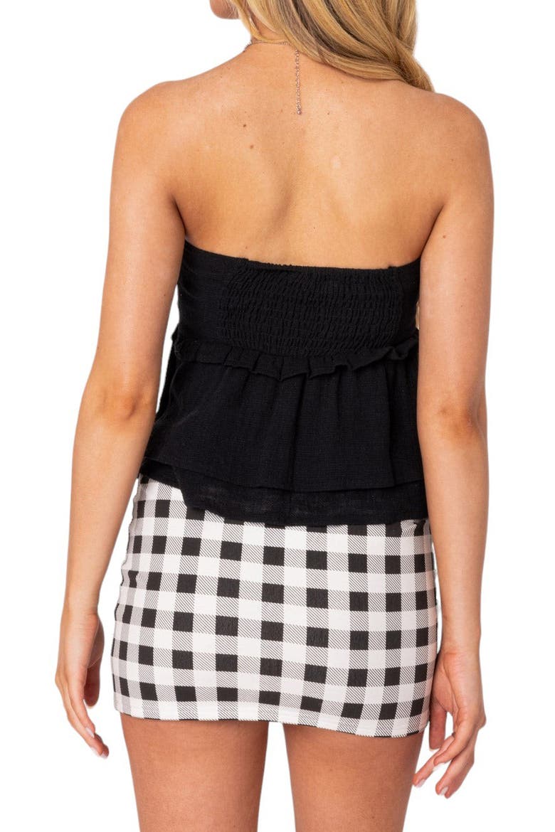 Strapless Peplum Top, Alternate, color, BLACK