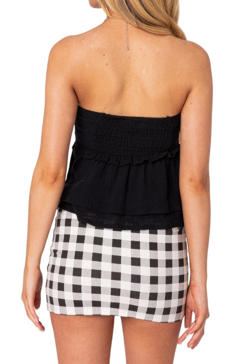 EDIKTED Strapless Peplum Top, Alternate, color, Black