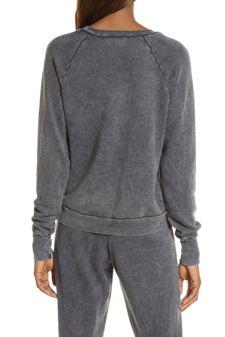 Garment Dyed Raglan Sleeve Sweatshirt, Alternate, color, BLACK