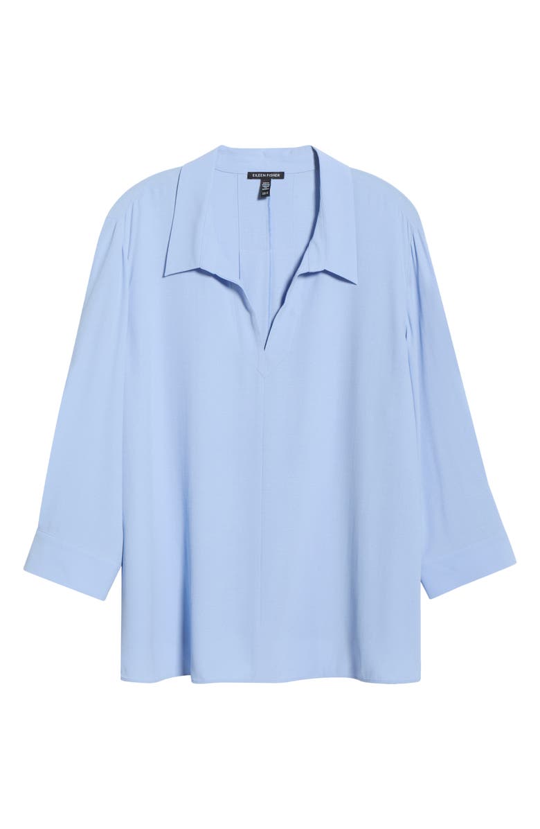 Eileen Fisher Split Neck Silk Top, Main, color, Skylight
