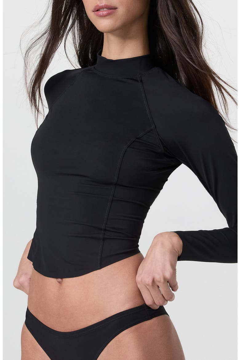 Crush Long Sleeve Crop Rashguard, Main, color, BLACK