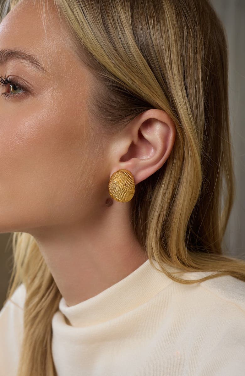 Kenneth Jay Lane Textured Knot Clip-On Hoop Earrings, Alternate, color, Gold