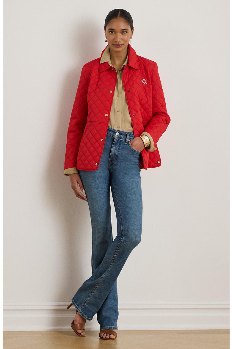 Diamond Quilted Jacket, Alternate, color, RED