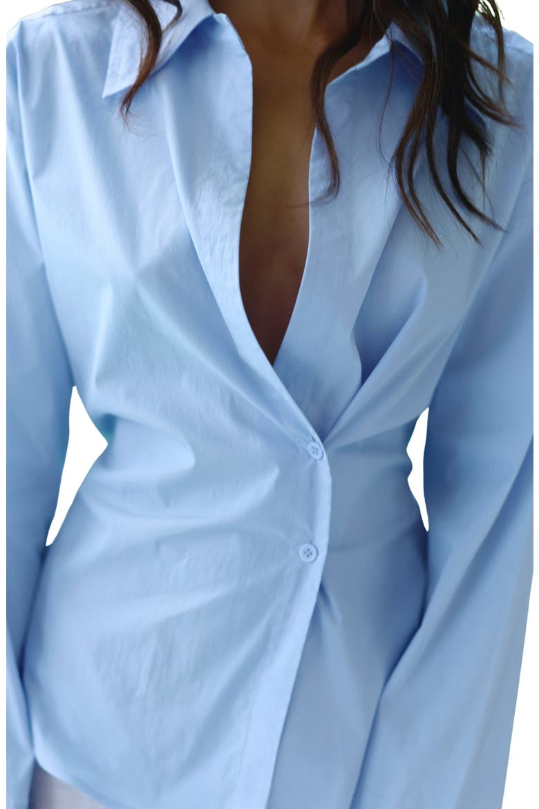 Tilda Pleated Long Sleeve Cotton Blend Shirt, Alternate, color, CORNFLOWER