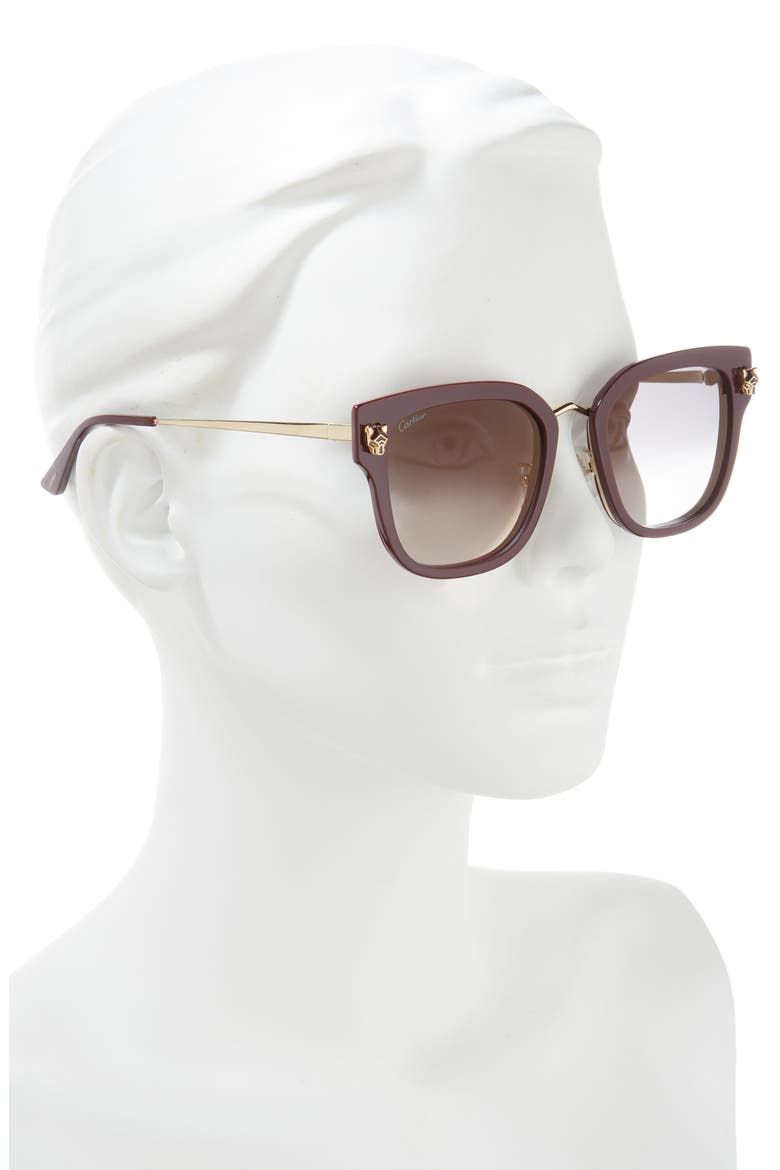 55mm Gradient Round Sunglasses, Alternate, color, BURGUNDY