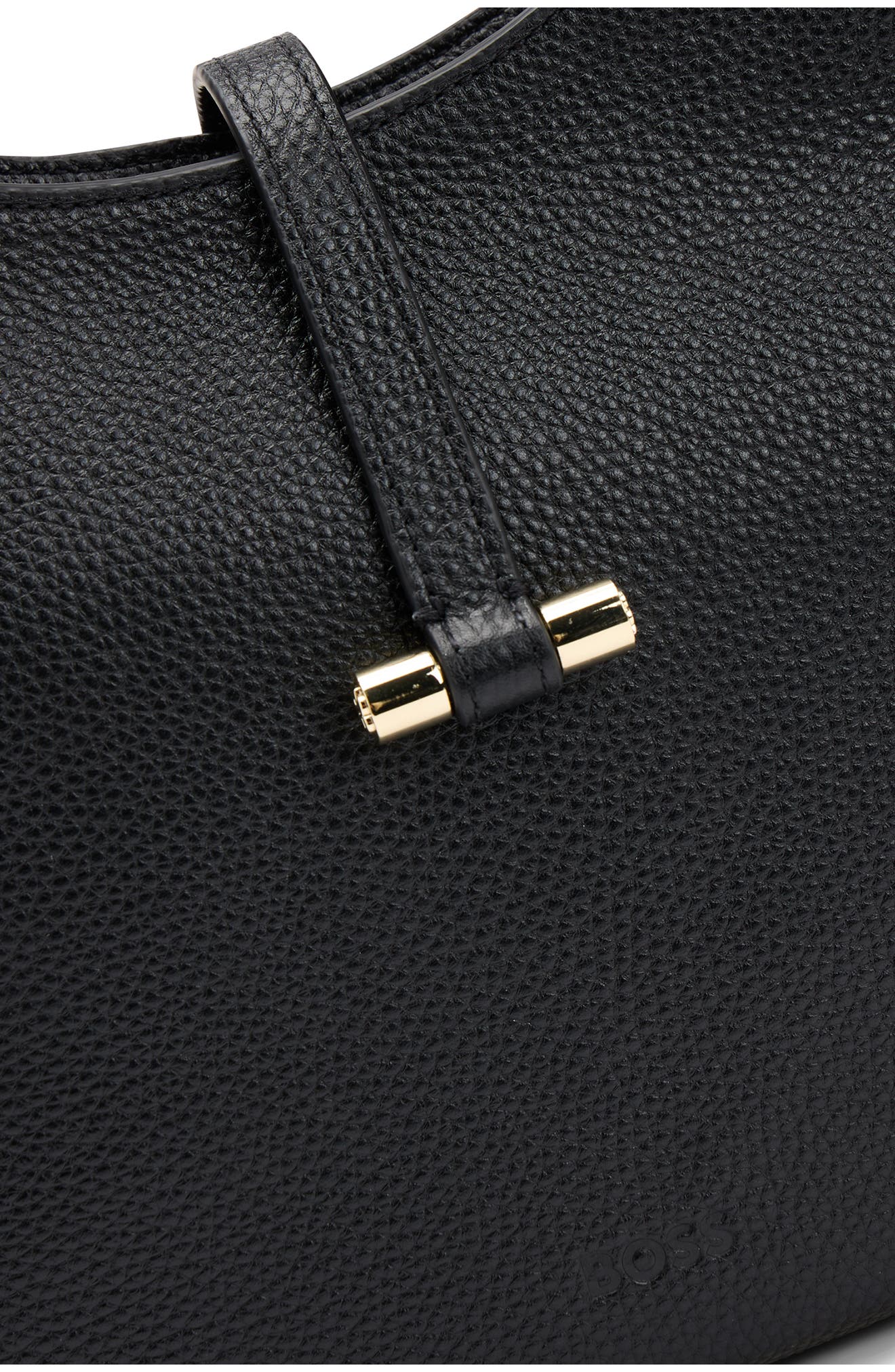 BOSS Lidney Leather Hobo Bag, Alternate, color, Black