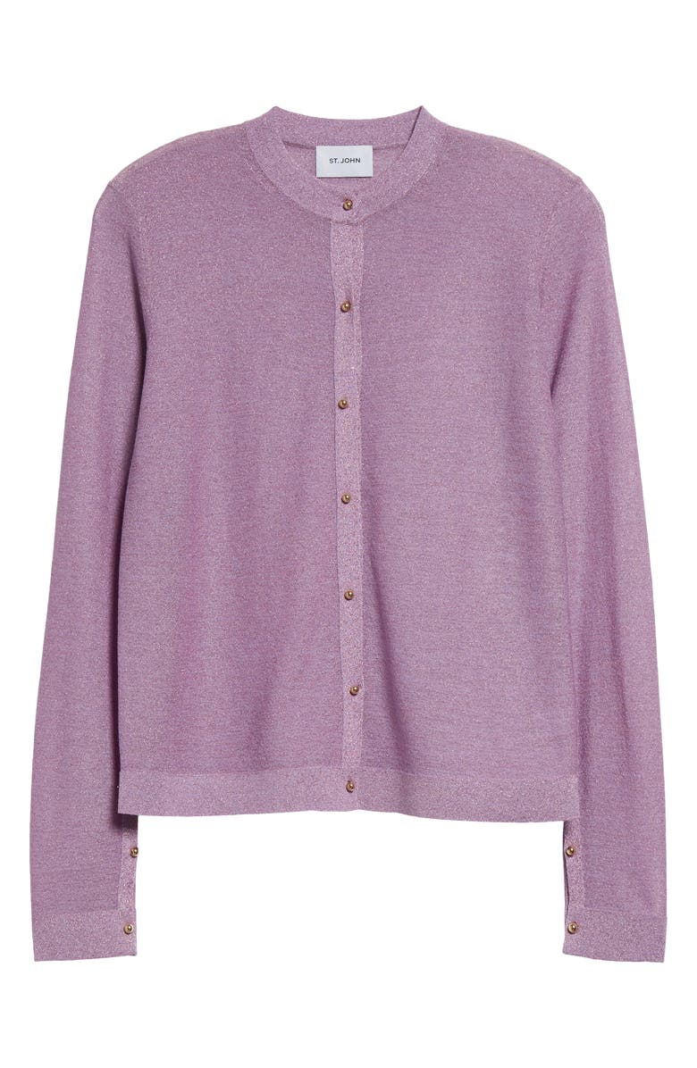 St. John Collection Metallic Reverse Jersey Cardigan, Alternate, color, 