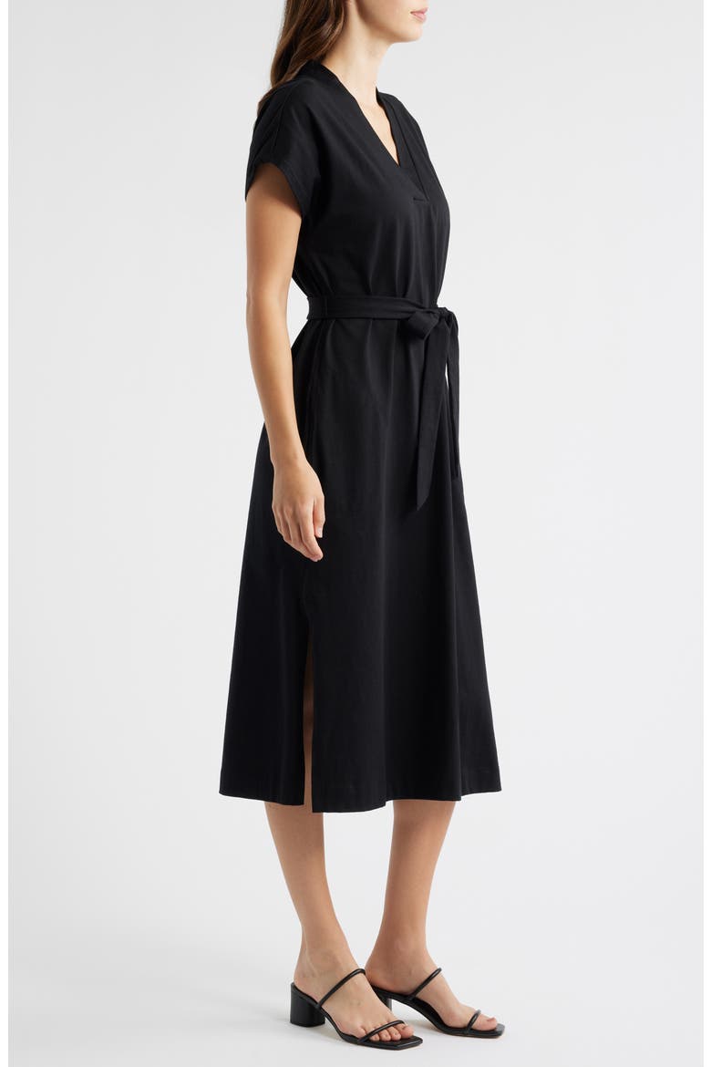 Islandscape Cotton Jersey Midi Dress, Alternate, color, BLACK