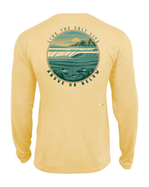 Salt Life Live Above Or Below Long Sleeve Performance Tee In Gold
