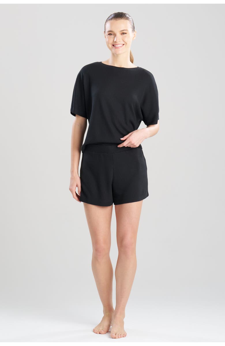 Natori Edit Mila Waffle Everywhere Drawstring Shorts, Main, color, Black