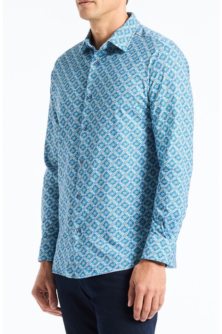 Baylor Stretch Cotton Button-Up Shirt, Alternate, color, BLUE MULTI