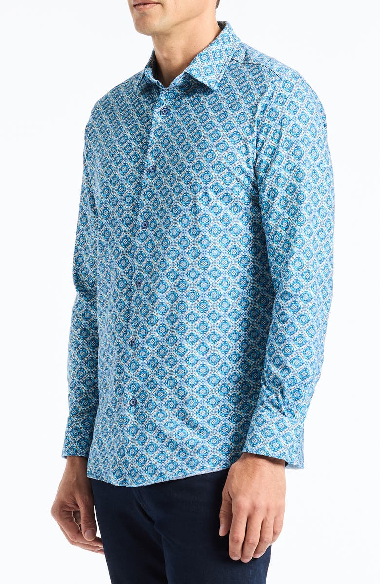 Robert Graham Baylor Stretch Cotton Button-Up Shirt, Alternate, color, Blue Multi