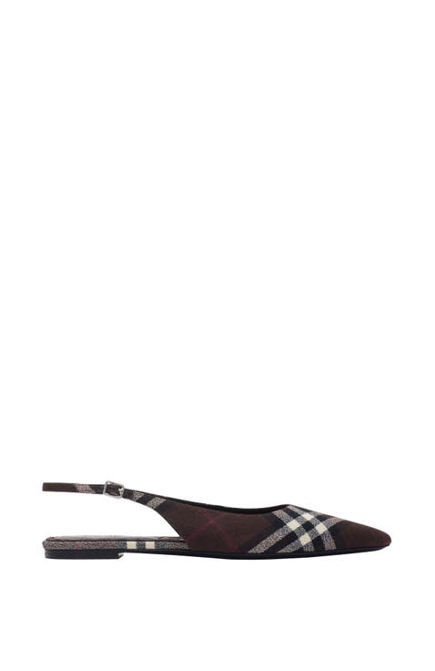 VIP【関税送料無料】希少 BURBERRY BLACK FLATS Burberry Ezra Tb Monogram Motif Ballet Flats, Brand Size 36