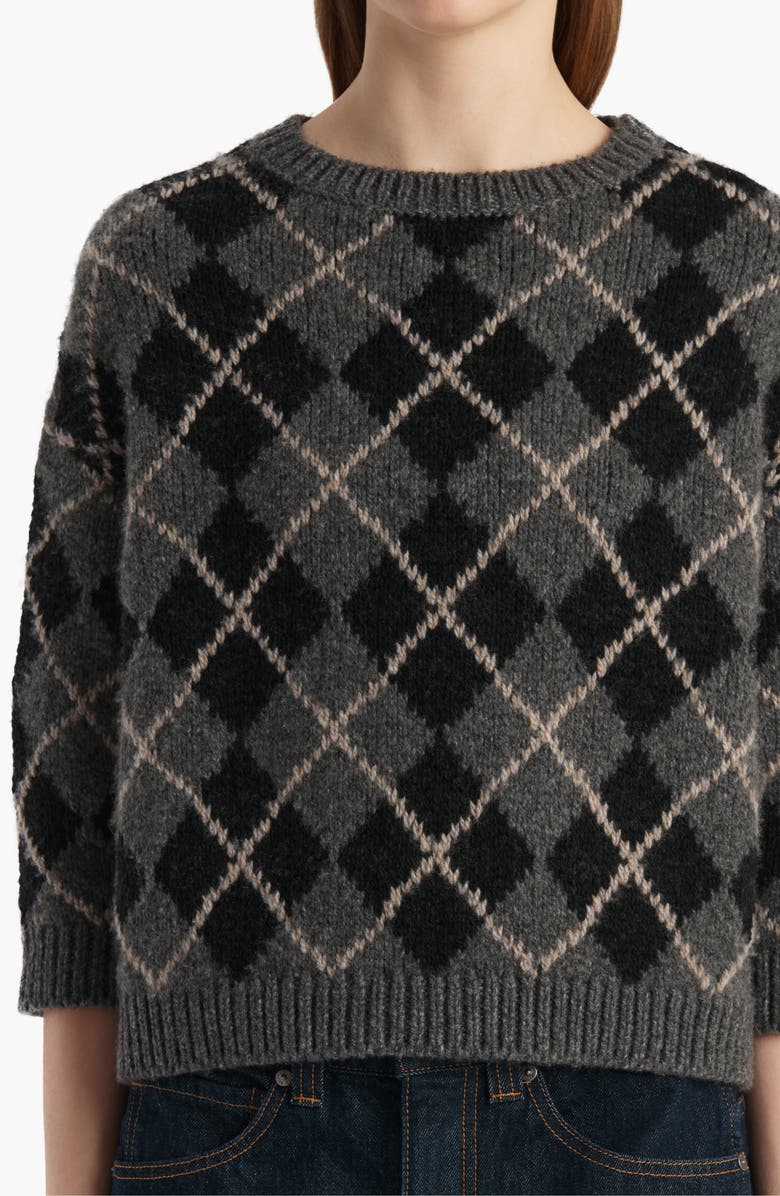 Khaite Colt Argyle Plaid Cashmere Sweater, Alternate, color, Stone Multi