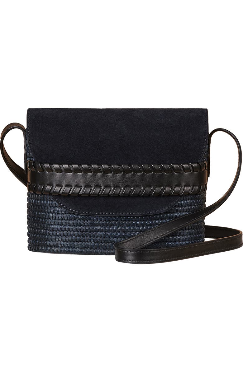 Cesta Collective Leather Flap Crossbody Basket Bag, Main, color, Midnight