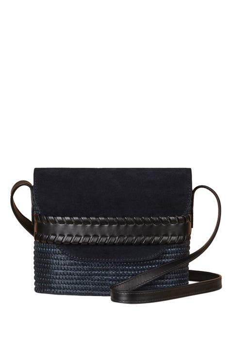 Leather Flap Crossbody Basket Bag