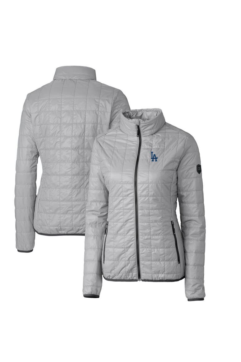 Women's Cutter & Buck Gray Los Angeles Dodgers Rainier PrimaLoft Eco Full-Zip Puffer Jacket, Main, color, Gray