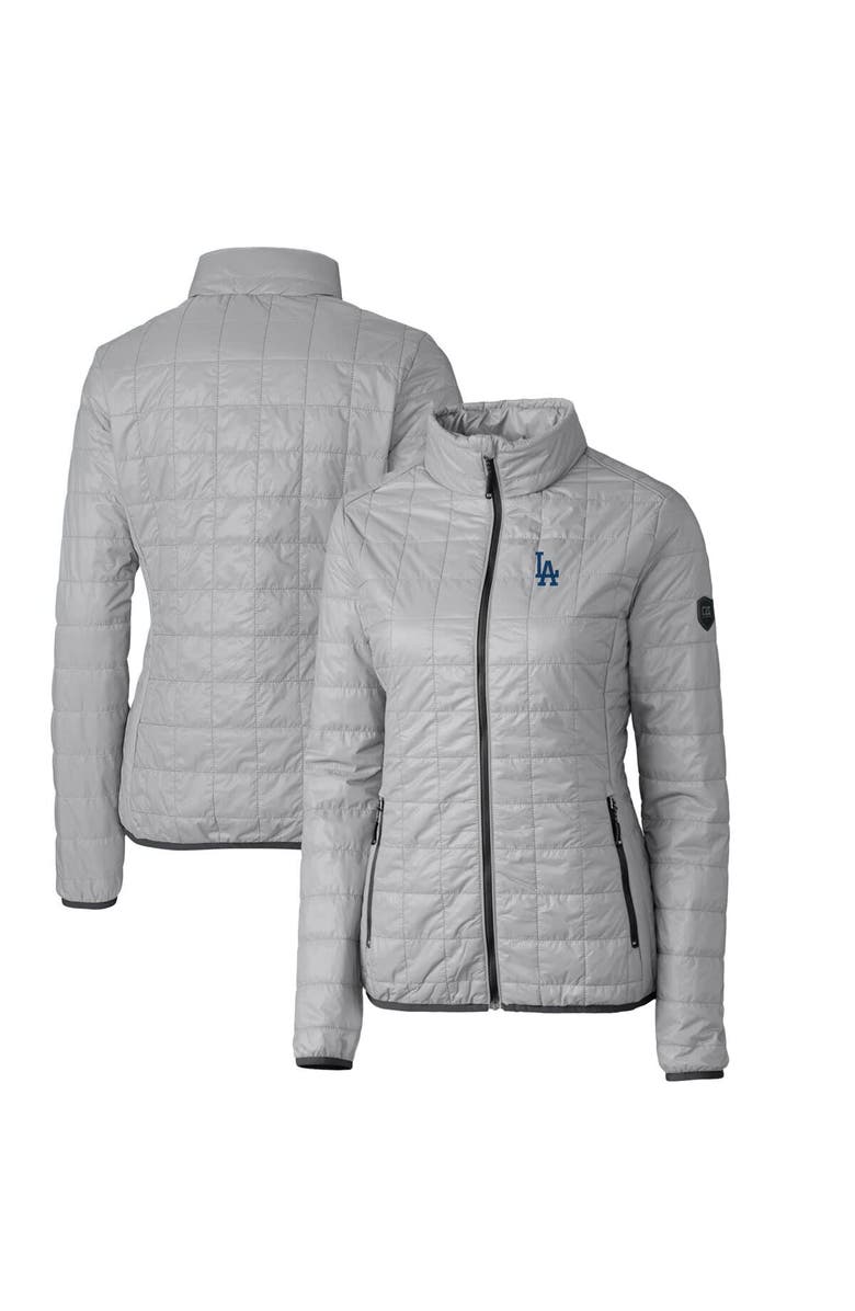 Cutter & Buck Women's Cutter & Buck Gray Los Angeles Dodgers Rainier PrimaLoft Eco Full-Zip Puffer Jacket, Main, color, 