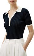 Lilysilk V Neck Ribbed Silk Knit Top