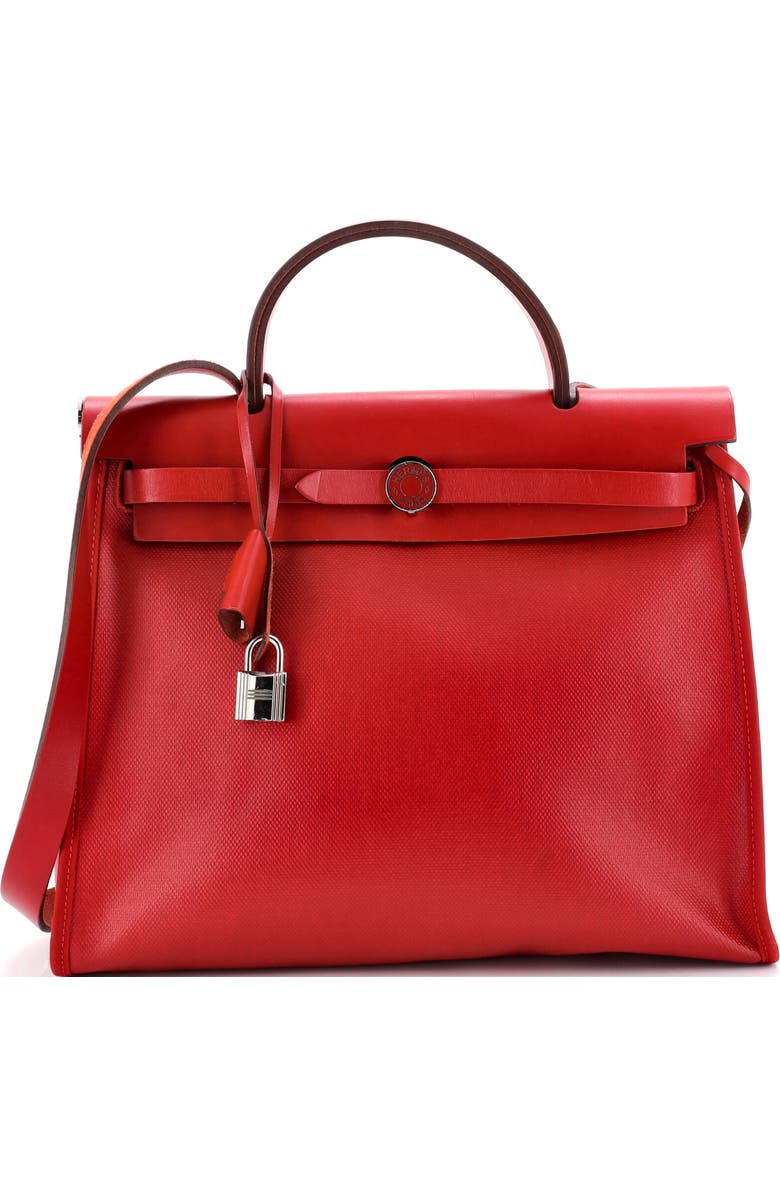 Pre-Owned Hermes Herbag Zip Berline Vache Canvas and Leather 31, Main, color, Rouge Piment