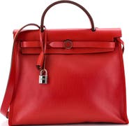 Pre-Owned Hermes Herbag Zip Berline Vache Canvas and Leather 31
