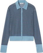 FRAME The Collared Stripe Cottpn Blend Cardigan