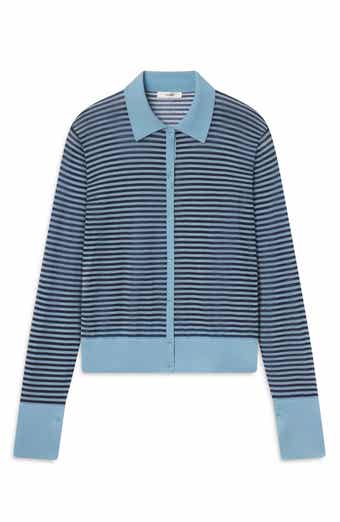 The Collared Stripe Cottpn Blend Cardigan