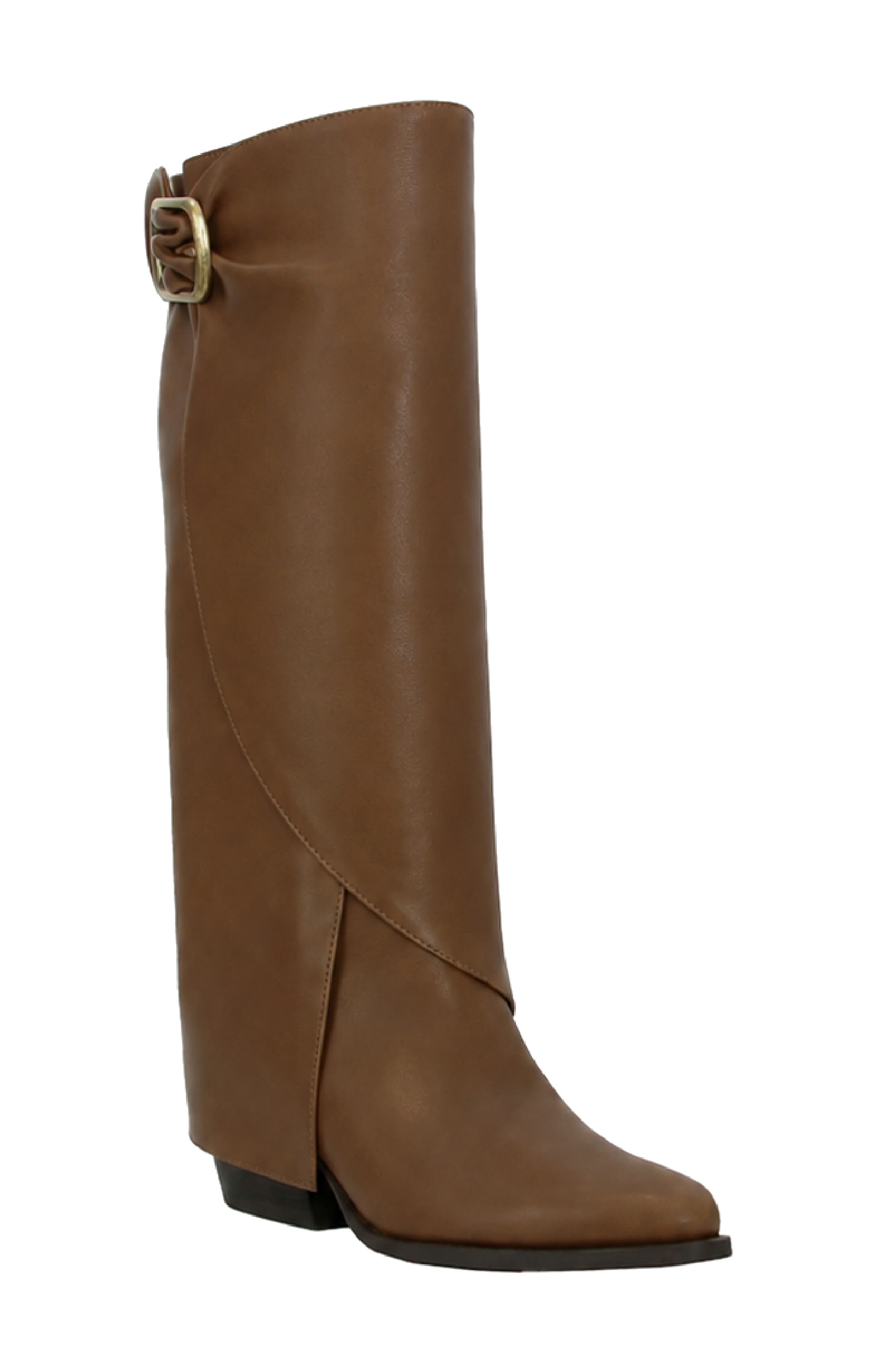 Seven7 Gabriel Foldover Tall Faux Leather Boot In Brown