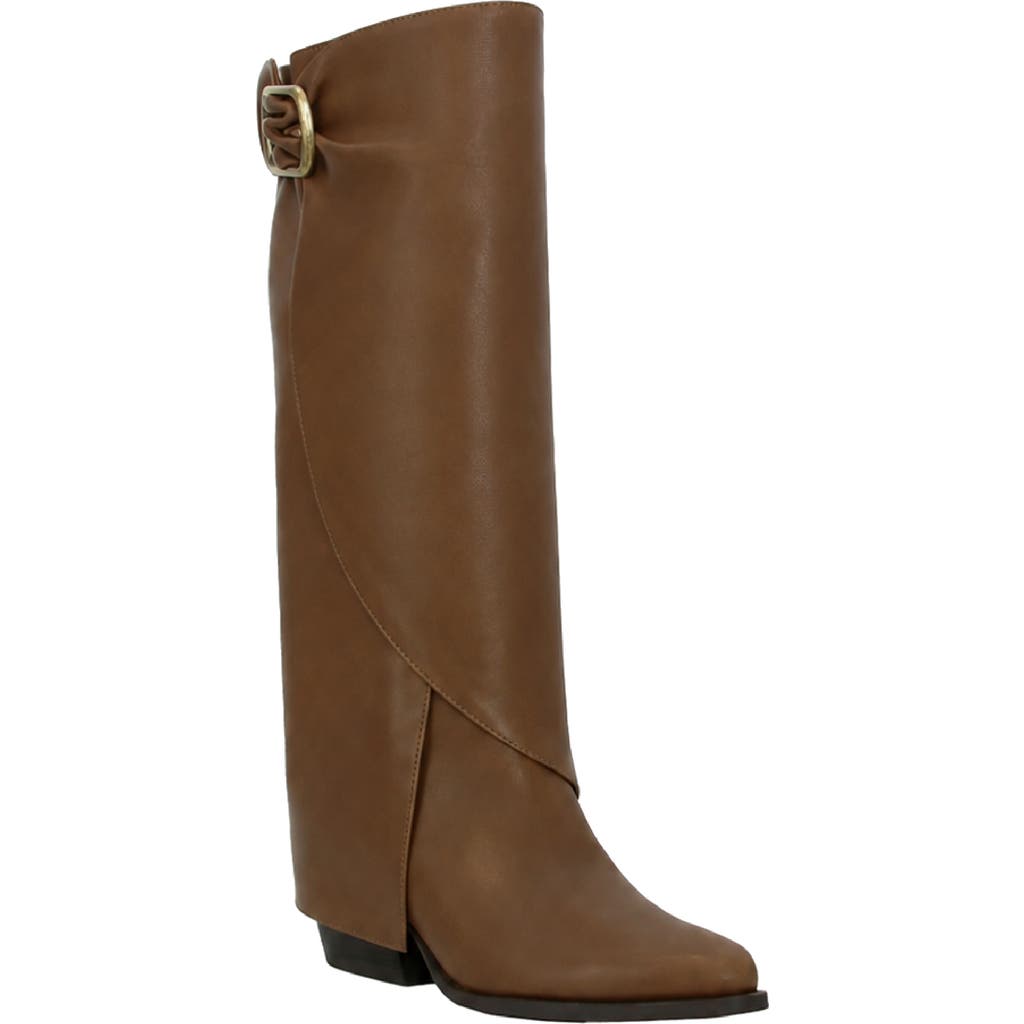 Seven7 Gabriel Foldover Tall Faux Leather Boot In Brown