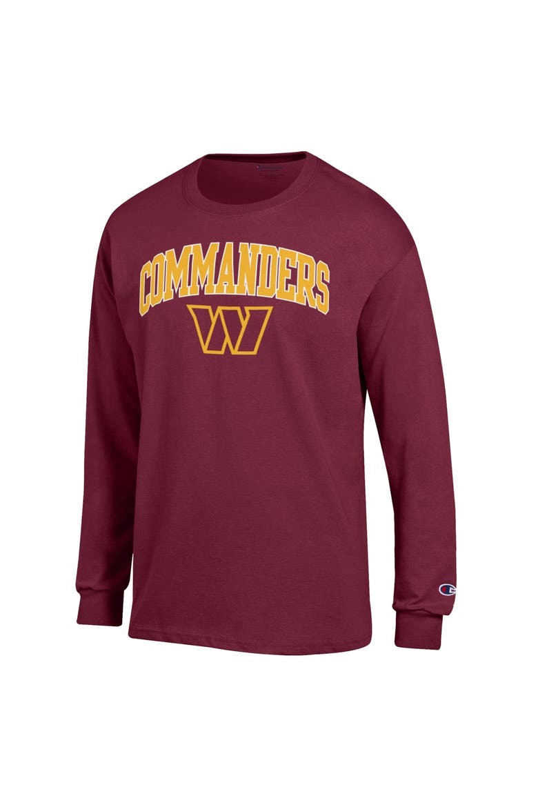 Men's Champion Burgundy Washington Commanders Arch Over Logo Long Sleeve T-Shirt, Alternate, color, Burgundy