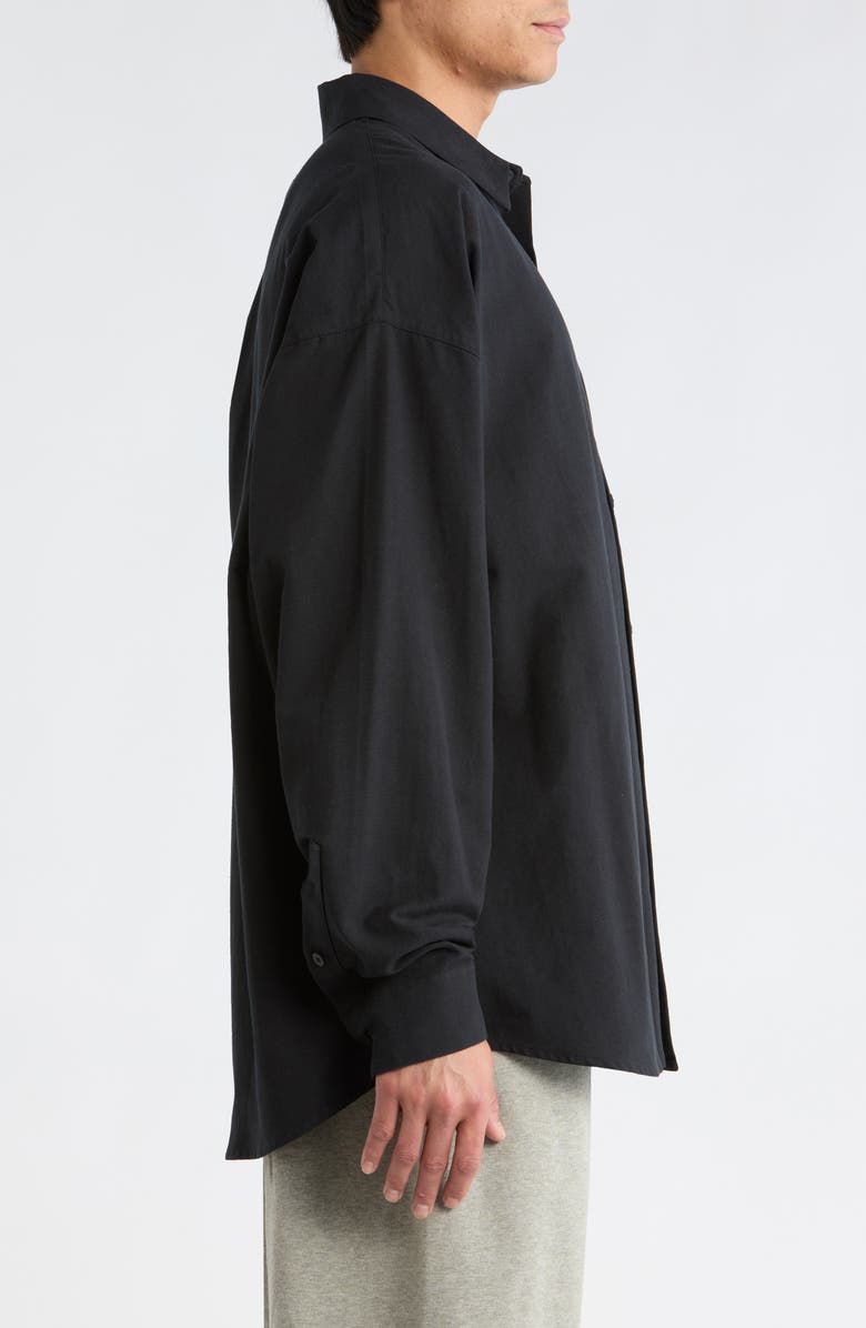 Fear of God Essentials Signature Button Front Shirt, Alternate, color, Vintage Black