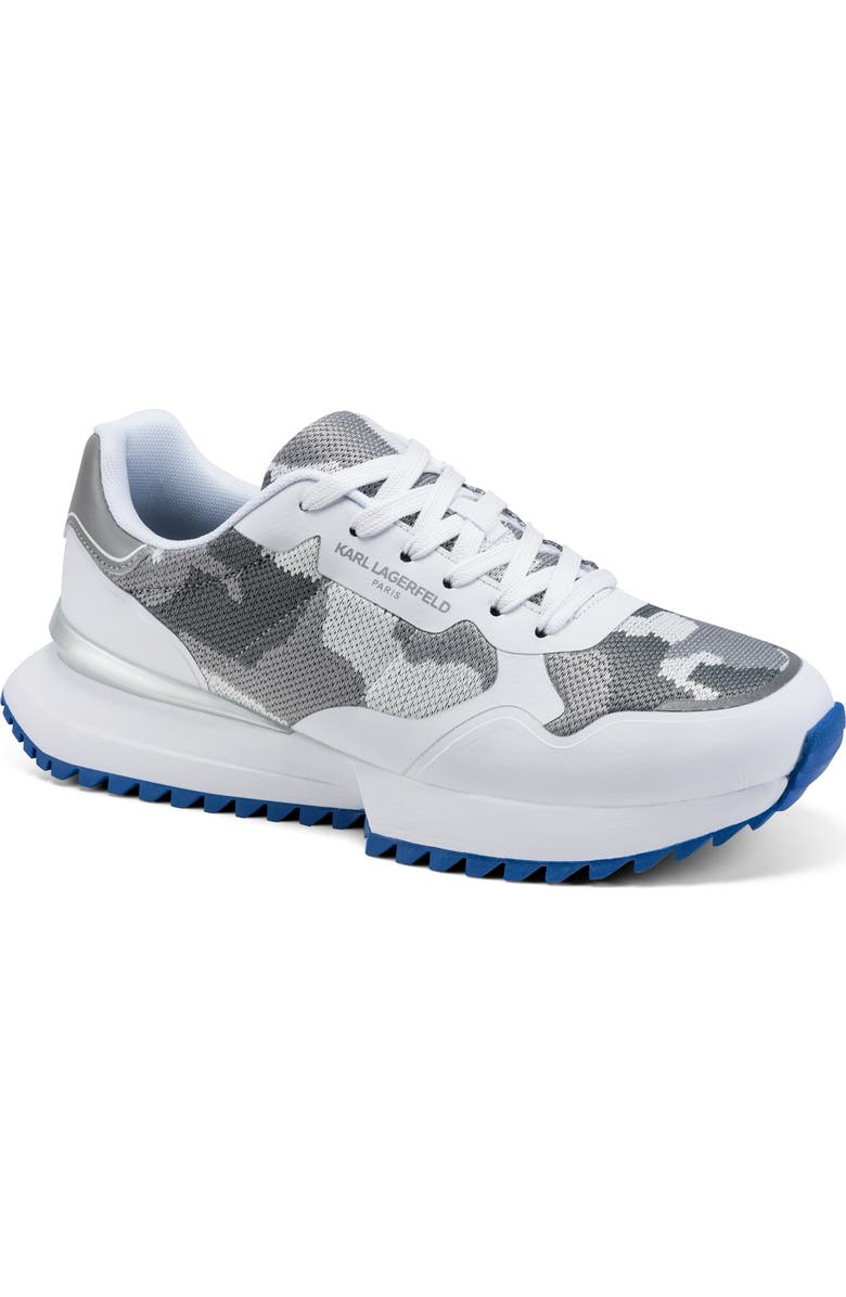 KARL LAGERFELD PARIS Calixte Mixed Media Sneaker, Main, color, White