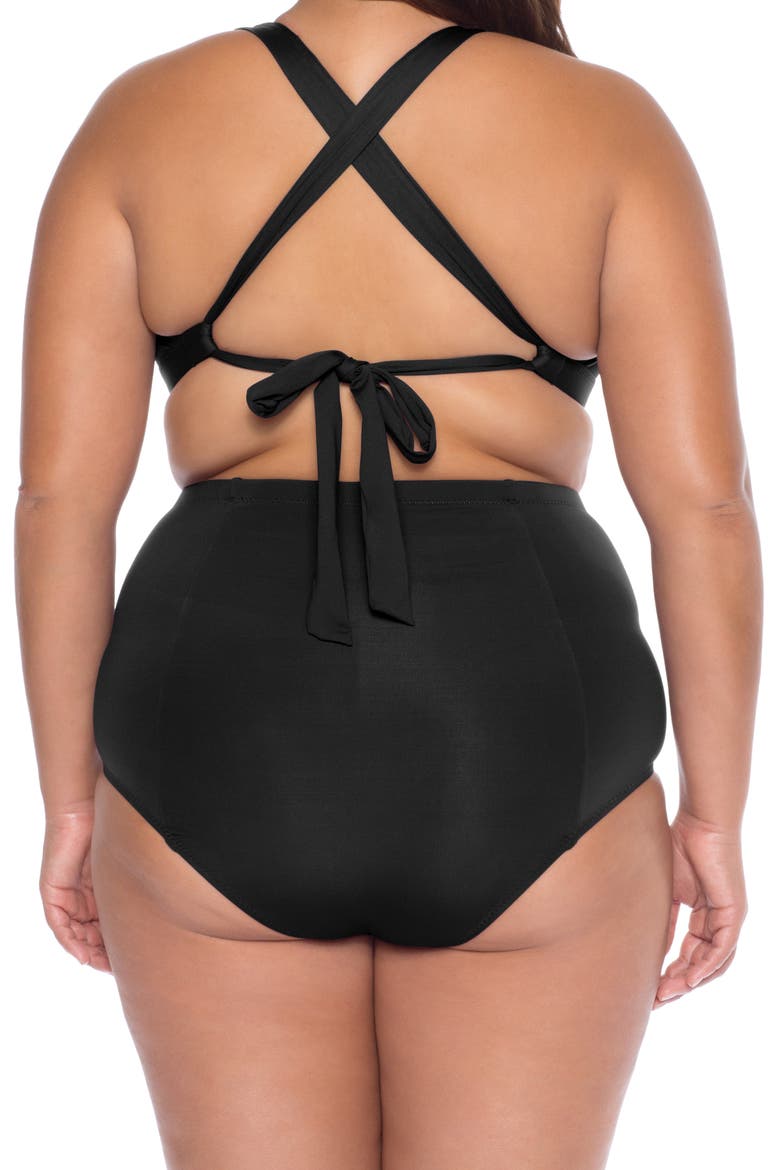 Tab Inset Bikini Top, Alternate, color, BLACK