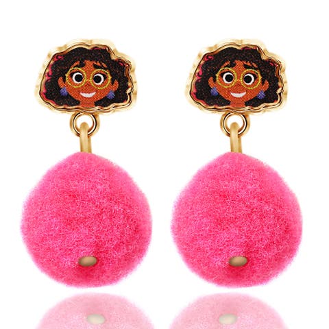 Encanto Stud Earrings with Pink Pom Poms