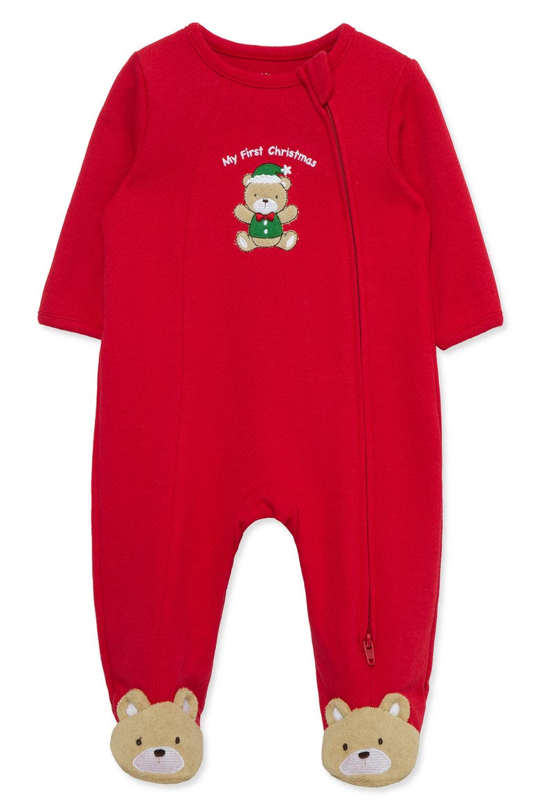 Kids' Holiday Bear Footie, Main, color, RED