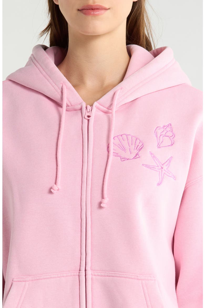 Seashell Front Zip Hoodie, Alternate, color, PINK