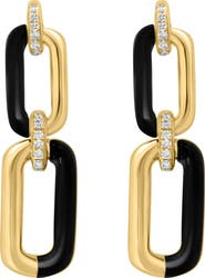 EFFY Onyx & Diamond Oval Link Drop Earrings