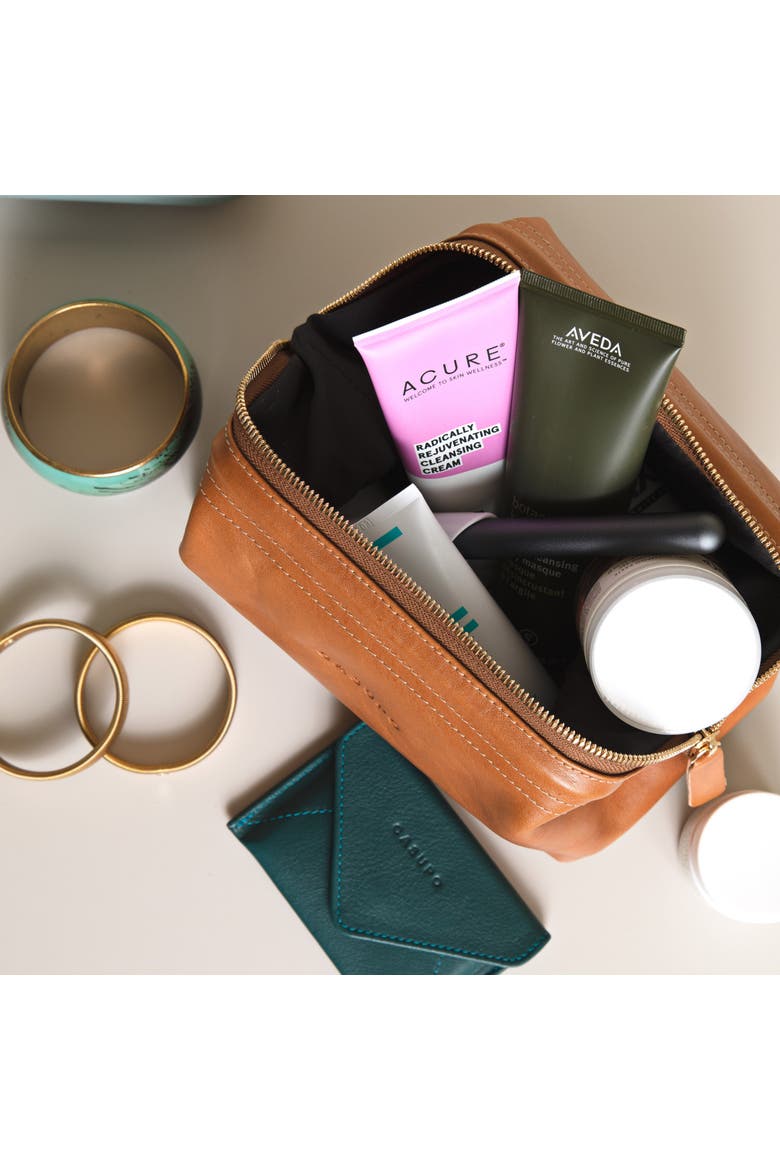 Leather Toiletry Bag, Alternate, color, Natural