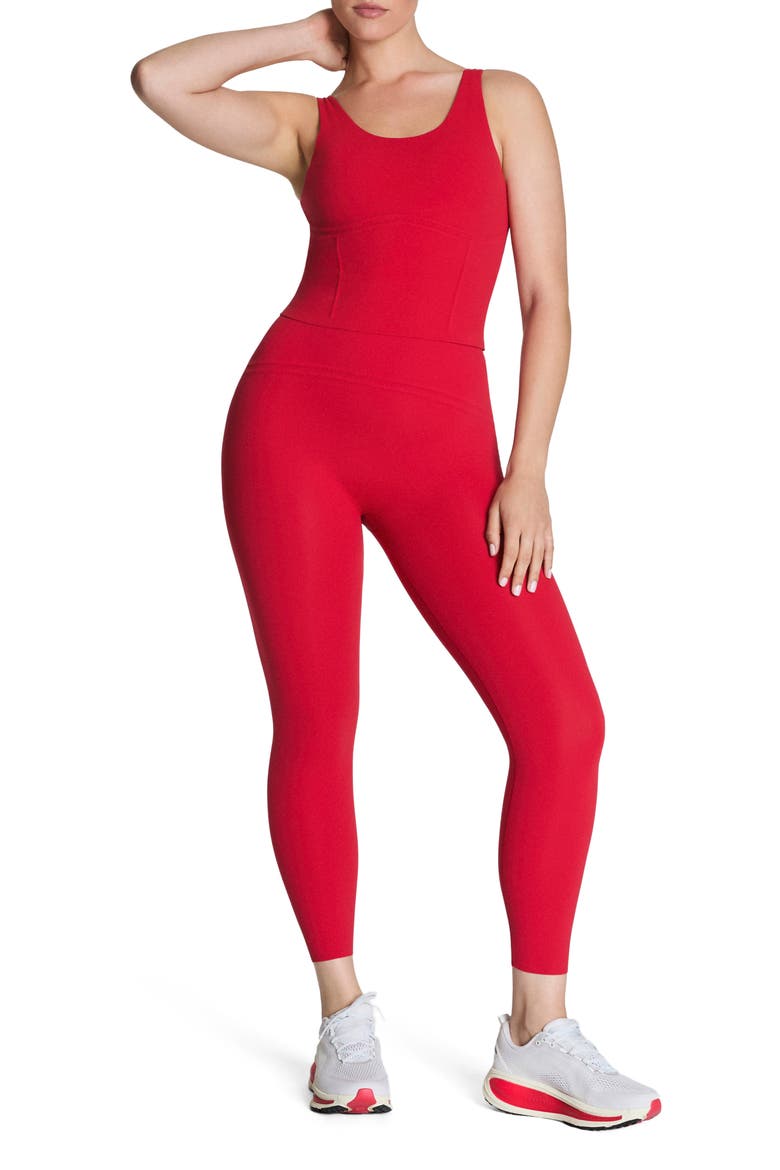 Contour Crop Tank Top, Alternate, color, SPANX RED
