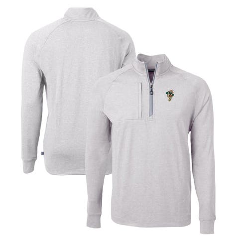 Men's Cutter & Buck  Heather Gray Greensboro Grasshoppers Adapt Eco Knit Heather Recycled Quarter-Zip Pullover