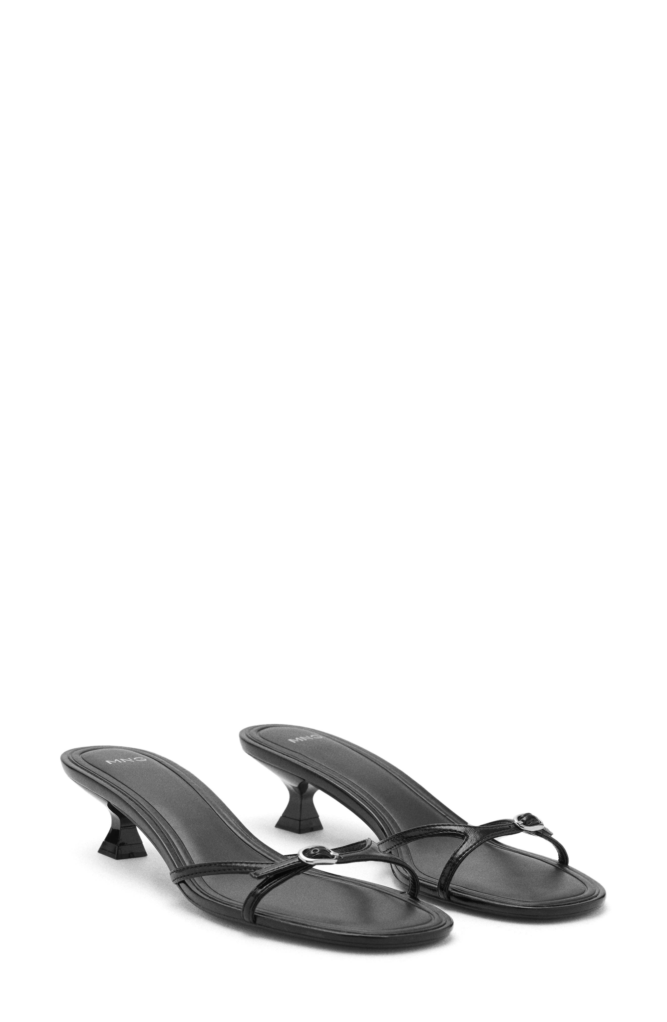MANGO Buckle Detail Kitten Heel Slide Sandal, Main, color, 