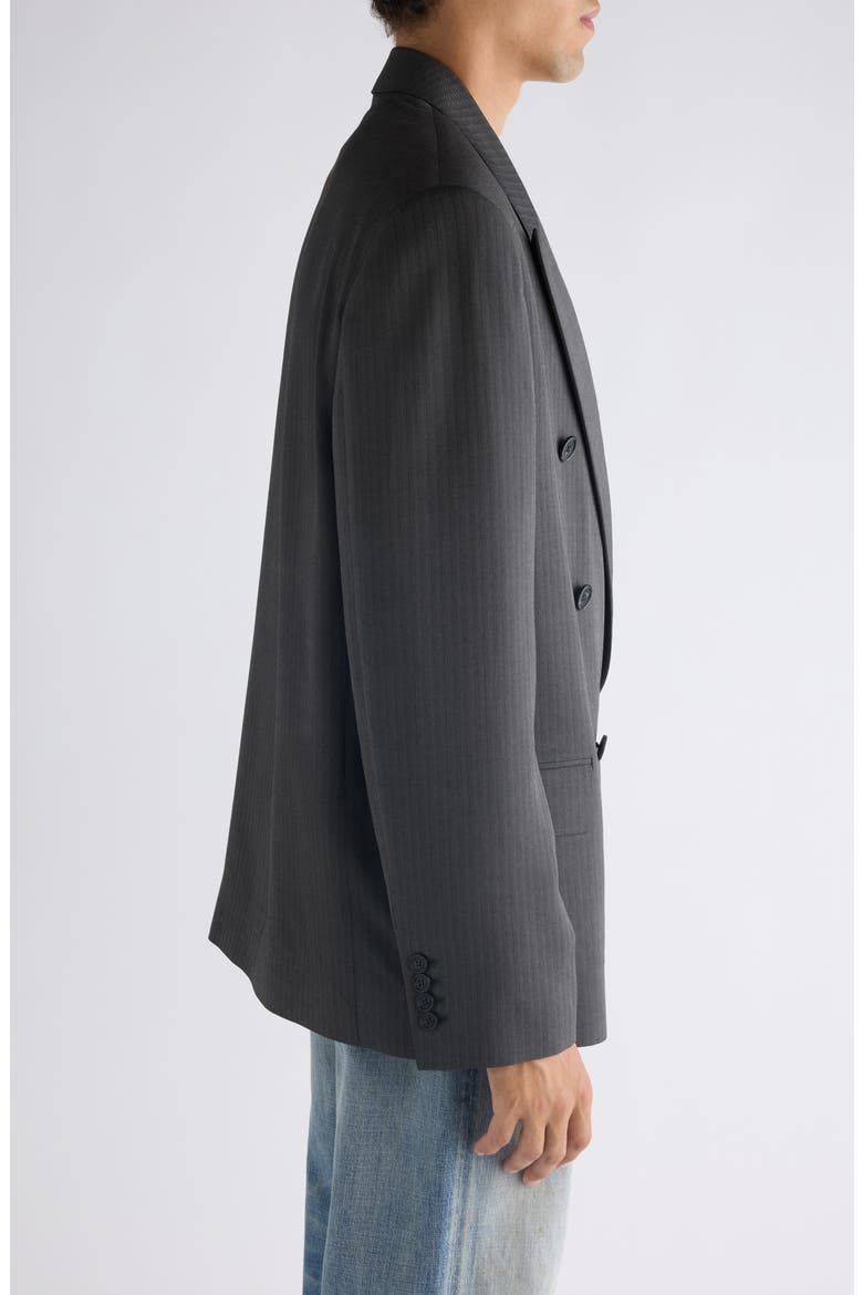 Jarvel Double Breasted Herringbone Blazer, Alternate, color, GREY