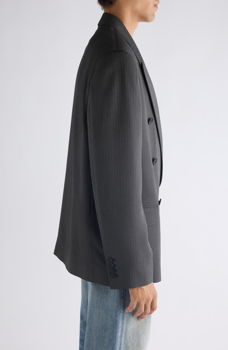 Acne Studios Jarvel Double Breasted Herringbone Blazer, Alternate, color, Grey