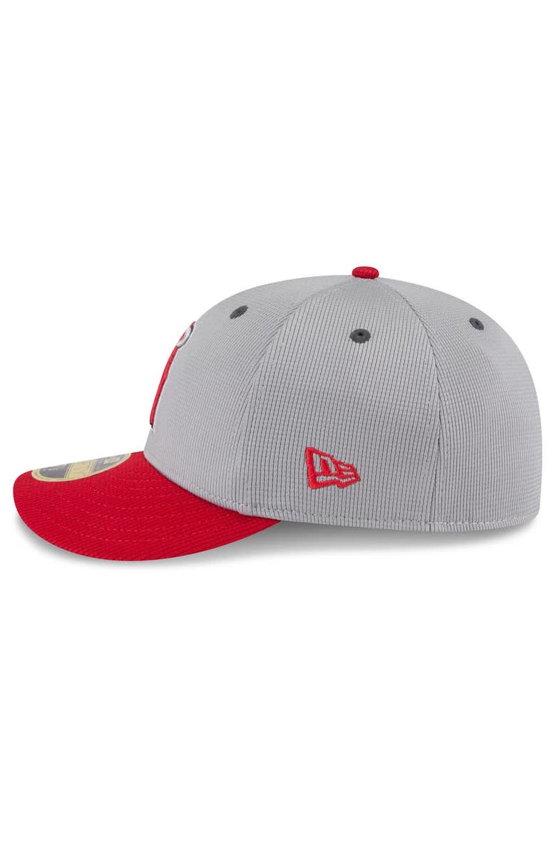 New Era Men's New Era  Gray/Red Los Angeles Angels 2025 Batting Practice Low Profile 59FIFTY Fitted Hat, Alternate, color, 