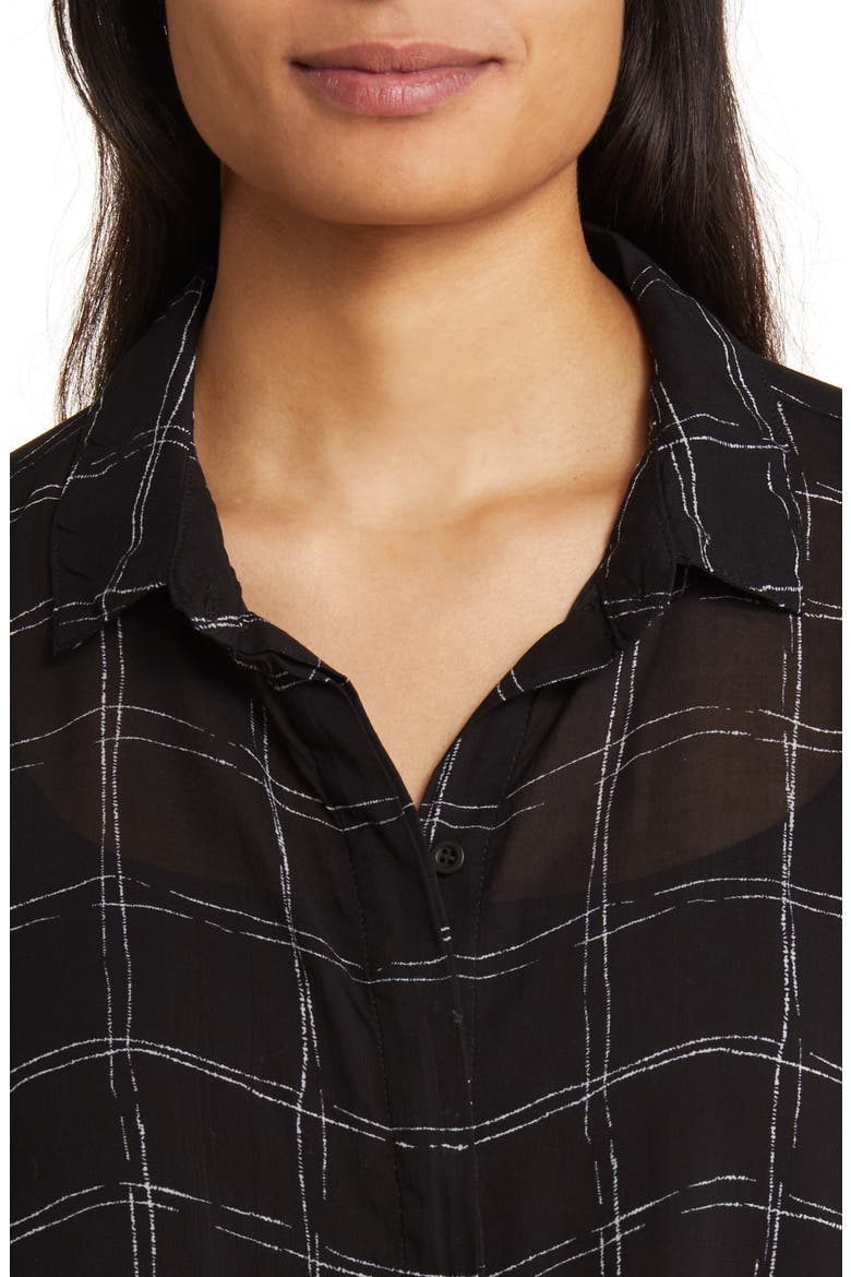 Windowpane Check Woven Button-Up Shirt, Alternate, color, STIPPLED PLAID PRINT