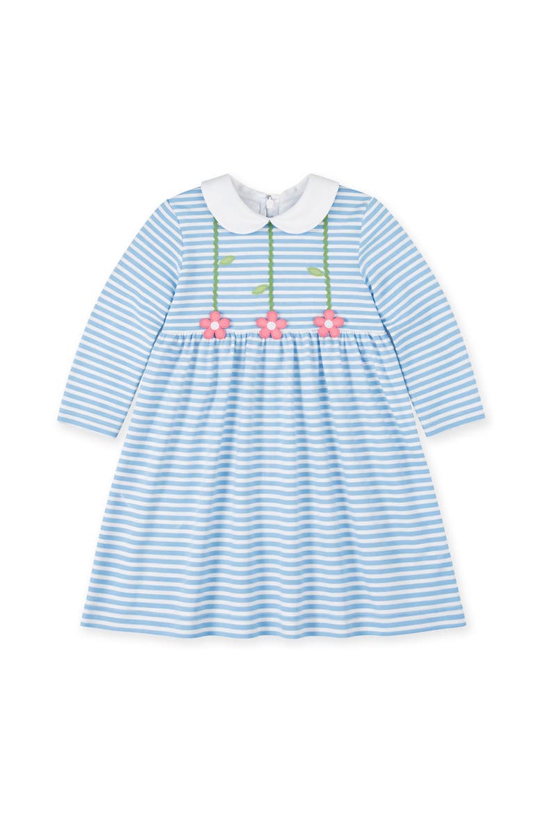 Stripe Knit Dress with Flowers, Main, color, Medium Blue & White Stripe