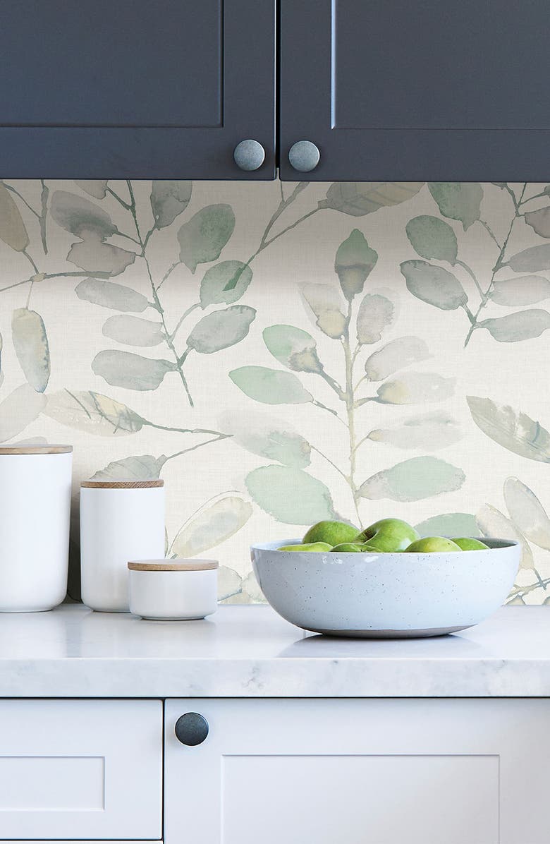 Wallpops Fable Leaf Peel & Stick Wallpaper, Alternate, color, White