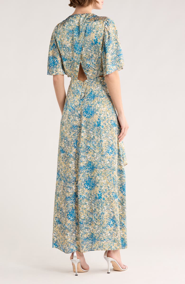 maje Reniliche Cutout Maxi Dress, Alternate, color, Imprime Abstrait Bleu