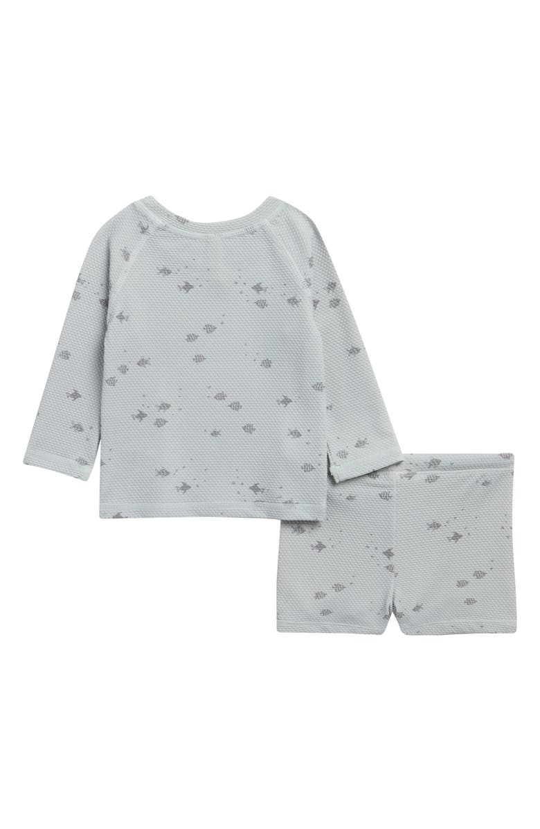 QUINCY MAE Kids' Finn Long Sleeve Piqué UPF 50+ Rashguard & Swim Trunks Set, Alternate, color, Sky